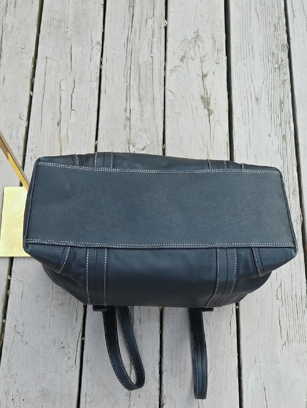 Coach Y2k 2008 F12609 Black Leather Tote Bag with Contrast Stitching - Picture 12 of 16